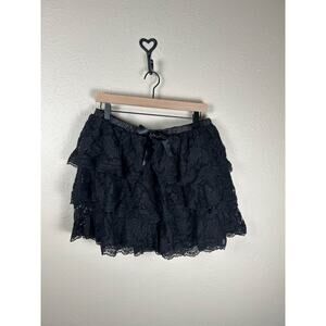 Y2K Whimsygoth Mini Skirt Size Large Black Lace Goth Coquette Cosmic Aura Preppy